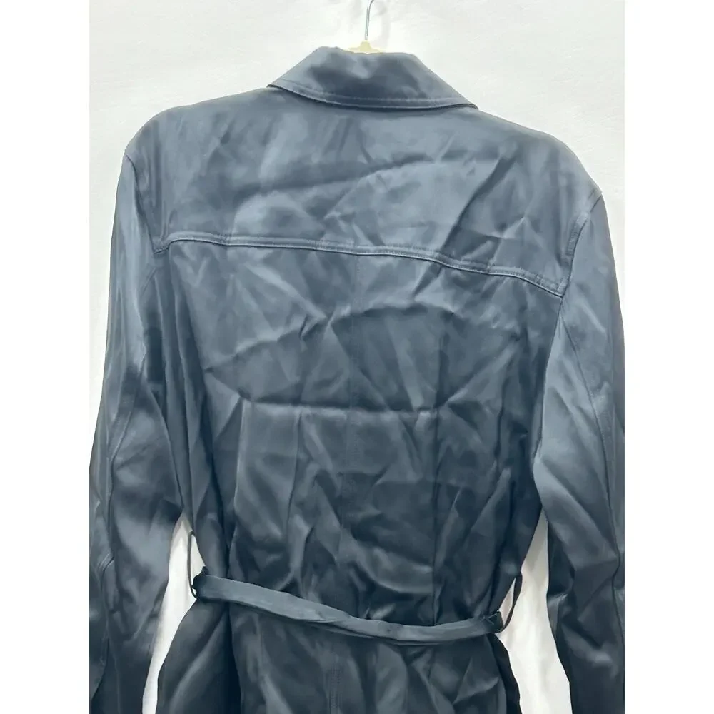 NWT‎ Madewell Womens Black Double-Faced Satin Safari Button Front Jacket Size M